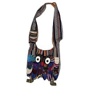 VINTAGE RARE Handmade Owl Crossbody Bag LARGE GOOD CONDITION COTTON